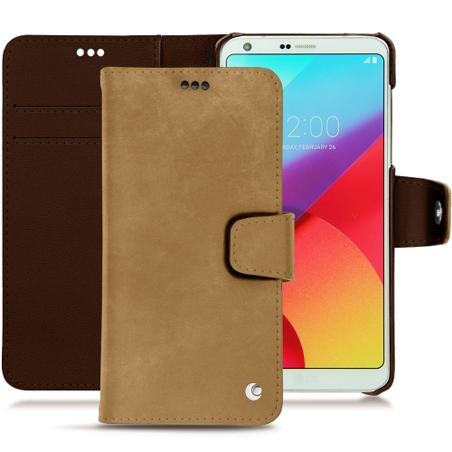 硬质真皮保护套 LG G6Sable vintage ( Pantone #9b7340 ) 