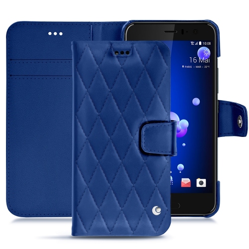 Lederschutzhülle HTC U11Bleu océan - Couture ( Nappa - Pantone #15458a) 
