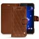 Housse cuir HTC U11 - Marron - Couture ( Nappa - Pantone 1615C ) 