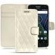 Housse cuir Lenovo Moto G5 Plus - Blanc - Couture ( Bologna - White ) 