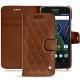Lenovo Moto G5 Plus leather case - Marron - Couture ( Nappa - Pantone 1615C ) 