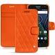 Housse cuir Lenovo Moto G5 Plus - Orange fluo - Couture
