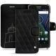 Housse cuir Lenovo Moto G5 Plus - Negre poudro - Couture