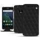 가죽 커버 Lenovo Moto G5 Plus - Ebène - Couture ( Sleek P C12 - Black ) 