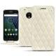 Housse cuir Lenovo Moto G5 Plus - Blanc escumo - Couture