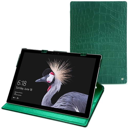 Custodia in pelle Microsoft Surface Pro (2017)Crocodile pino ( Pantone #173F35 ) 