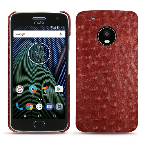 가죽 커버 Lenovo Moto G5 PlusAutruche ciliegia ( Pantone #a4343a ) 