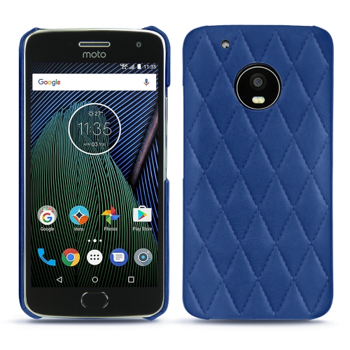 Funda de piel Lenovo Moto G5 PlusBleu océan - Couture ( Nappa - Pantone #15458a) 