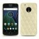 가죽 커버 Lenovo Moto G5 Plus - Ivoire - Couture ( Sleek P C12 - White ) 