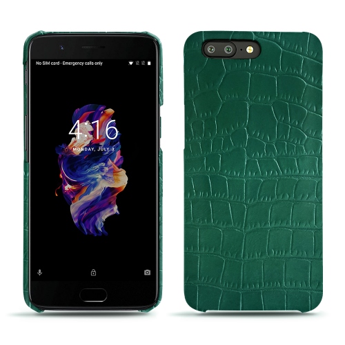 Funda de piel OnePlus 5Crocodile pino ( Pantone #173F35 ) 