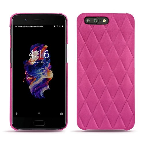 Oneplus 5 - Les étuis luxe en cuir chics et élégants Rose BB - Couture ( Pantone #DB599F )