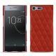 Coque cuir Sony Xperia XZ Premium - Papaye - Couture ( Pantone 180C ) 