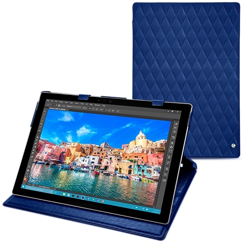 Custodia in pelle Microsoft Surface Pro 4 Bleu océan - Couture ( Nappa - Pantone #15458a) 