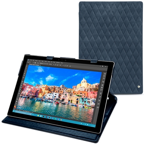 Custodia in pelle Microsoft Surface Pro 4 Jean vintage - Couture ( Pantone #2f414f  ) 