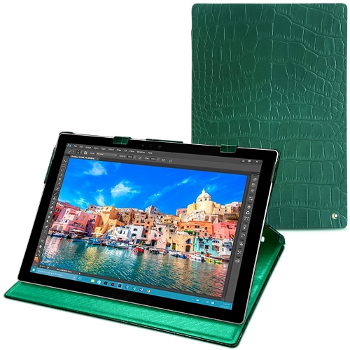 Custodia in pelle Microsoft Surface Pro 4 Crocodile pino ( Pantone #173F35 ) 