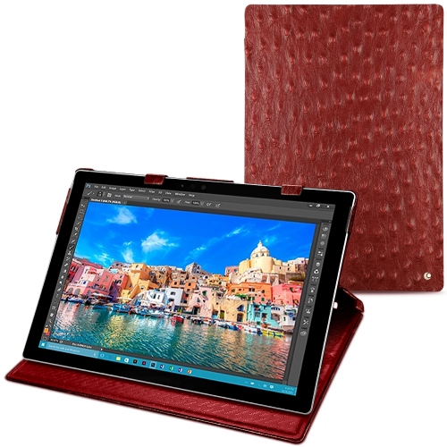 Funda de piel Microsoft Surface Pro 4Autruche ciliegia ( Pantone #a4343a ) 