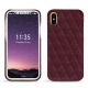 Coque cuir Apple iPhone X - Lie de vin - Couture ( Pantone 5115C ) 