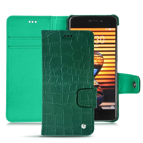 硬质真皮保护套 Meizu Pro 7Crocodile pino ( Pantone #173F35 ) 