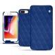 Housse cuir Apple iPhone 8 Plus - Bleu océan - Couture ( Nappa - Pantone 293C ) 