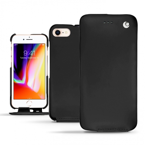 Étui Coque Case Cover Pochette Housse Noir pour iPhone 8 7 6 6s en Cuir Véritable 