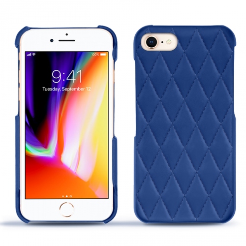 Capa em pele Apple iPhone 8Bleu océan - Couture ( Nappa - Pantone #15458a) 