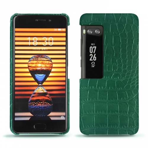 Lederschutzhülle Meizu Pro 7 PlusCrocodile pino ( Pantone #173F35 ) 