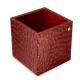 Leather pen pot - square - Autruche ciliegia