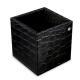 Leather pen pot - square - Crocodile nero