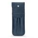 Leather case for 2 pens - Jean vintage ( Roughtcut - Pantone 285U  ) 