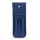Custodia cuoio per due penne - Bleu frisson