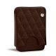Leather case for business  cards - 20 cards - Châtaigne - Couture ( Pantone 476C ) 