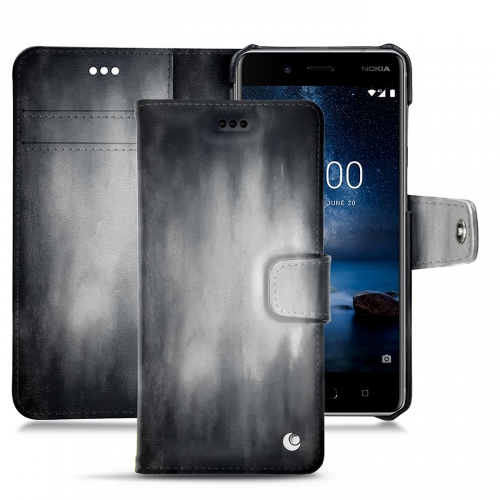 Capa em pele Nokia 8 Tradition BGris Patine