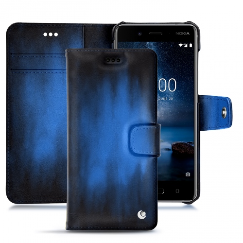 Lederschutzhülle Nokia 8 Tradition BBleu Patine