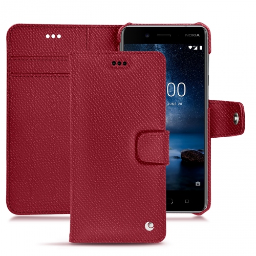 Custodia in pelle Nokia 8 Tradition BRouge passion ( Pantone #a6192e ) 