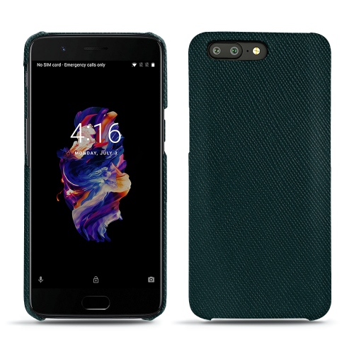 硬质真皮保护套 OnePlus 5Vert séduisant ( Pantone #1d3c34 ) 