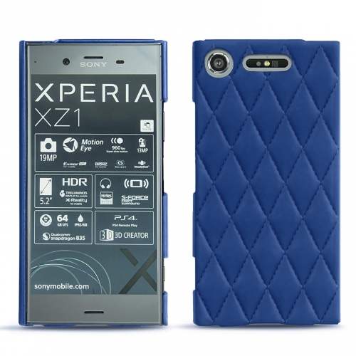 Capa em pele Sony Xperia XZ1Bleu océan - Couture ( Nappa - Pantone #15458a) 
