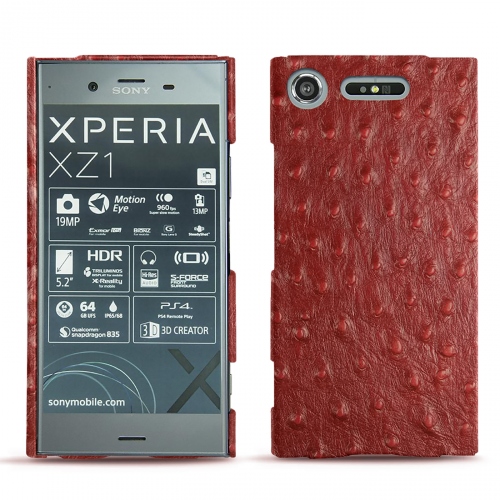Funda de piel Sony Xperia XZ1Autruche ciliegia ( Pantone #a4343a ) 
