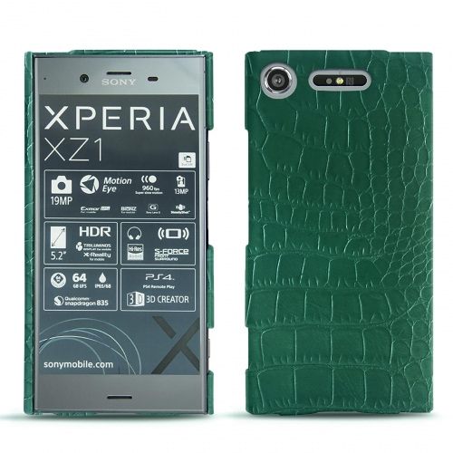 Etuis, housses et coques en cuir Sony Xperia XZ1Crocodile pino ( Pantone #173F35 ) 