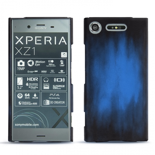 Sony Xperia XZ1 leather caseBleu Patine