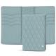 Leather case for passport - 8 credit cards - Bleu ciel - Couture ( Nappa - Pantone 277C ) 