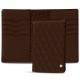 Leather case for passport - 8 credit cards - Châtaigne - Couture ( Pantone 476C ) 