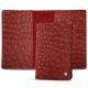Leather case for passport - 8 credit cards - Autruche ciliegia