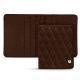 Leather case for business cards - 6 cards - Châtaigne - Couture ( Pantone 476C ) 