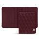 Leather case for business cards - 6 cards - Lie de vin - Couture ( Pantone 5115C ) 