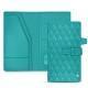 Leather travel wallet - Bleu fluo - Couture