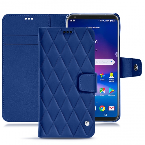 LG V30 leather caseBleu océan - Couture ( Nappa - Pantone #15458a) 