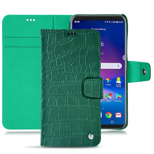 가죽 커버 LG V30Crocodile pino ( Pantone #173F35 ) 