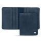 Leather case for business cards - 6 cards - Jean vintage ( Roughtcut - Pantone 285U  ) 