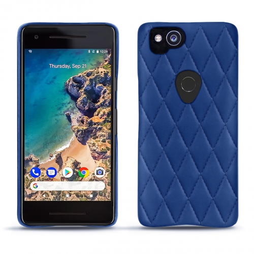 Google Pixel 2 leather caseBleu océan - Couture ( Nappa - Pantone #15458a) 