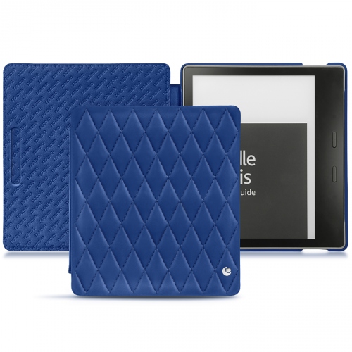 Amazon Kindle Oasis (2017) leather caseBleu océan - Couture ( Nappa - Pantone #15458a) 
